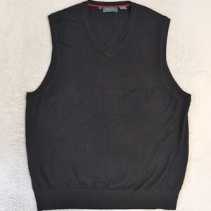 Bobby Jones Collection Merino Wool Black V‎ Neck Pullover Sweater Vest Sz L